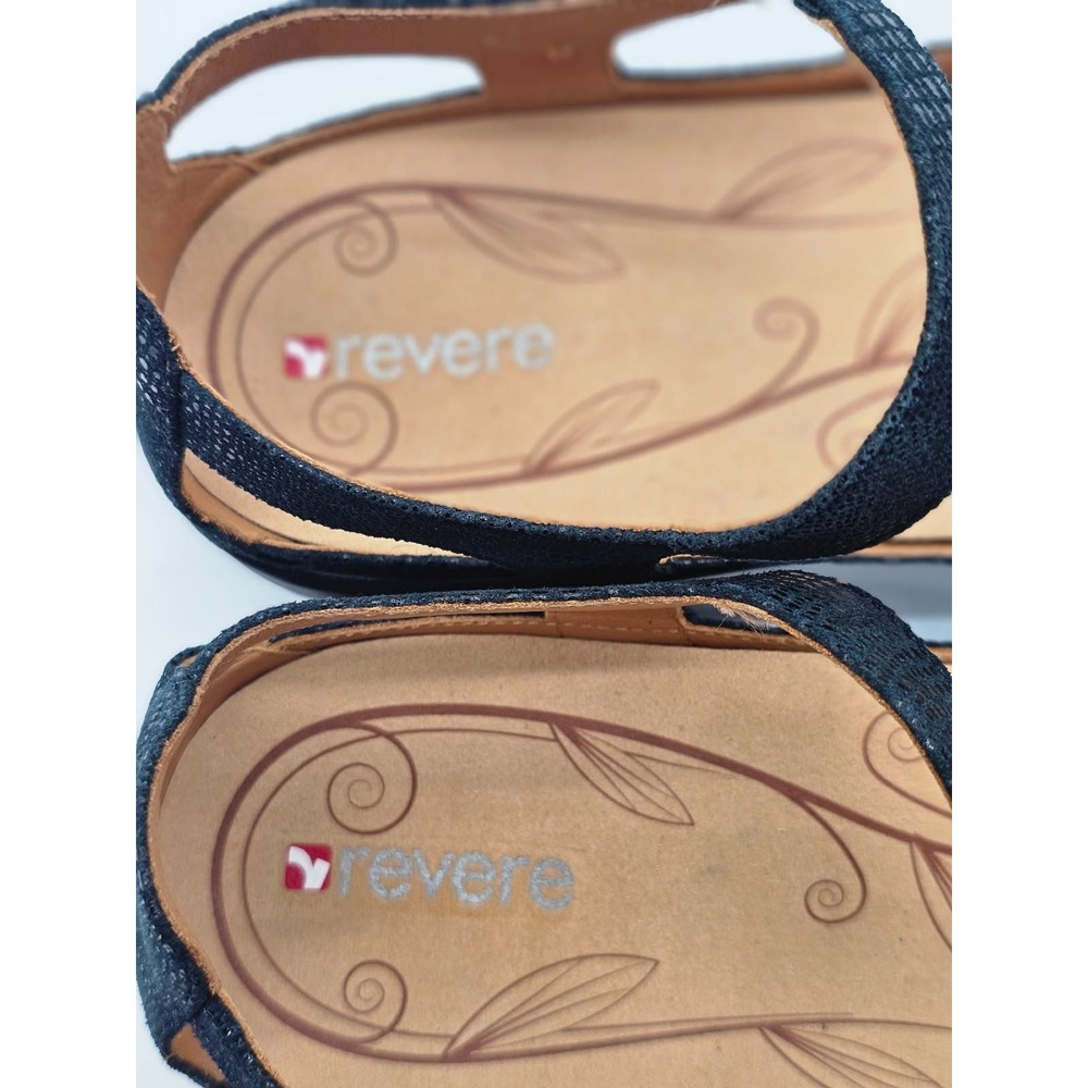 Revere Portofino Sandals Women 12W Navy Lizard Comfort Orthotic Straps - Picture 6 of 11
